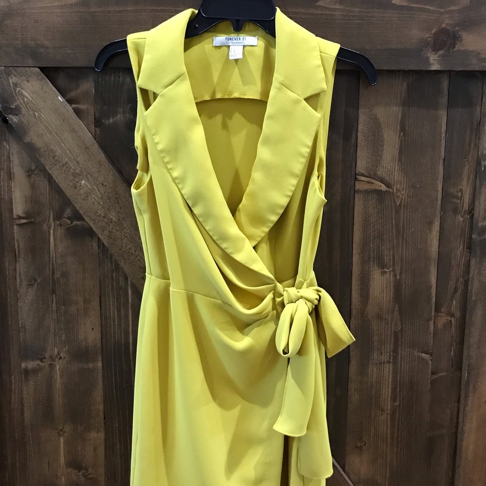 Yellow Dress with Statement Neckline